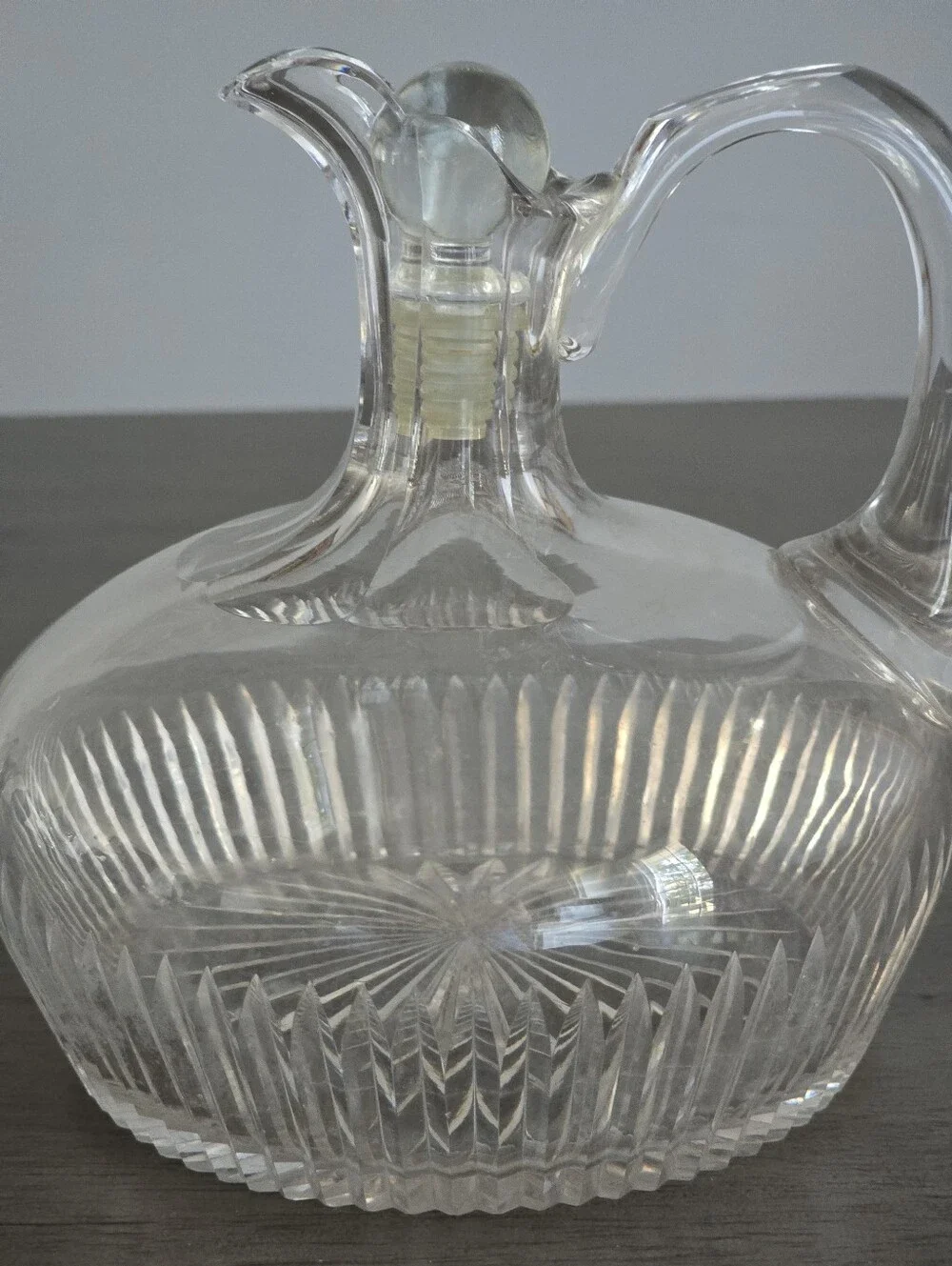 Vintage Ship's Decanter American Brilliant Cut Heavy Glass